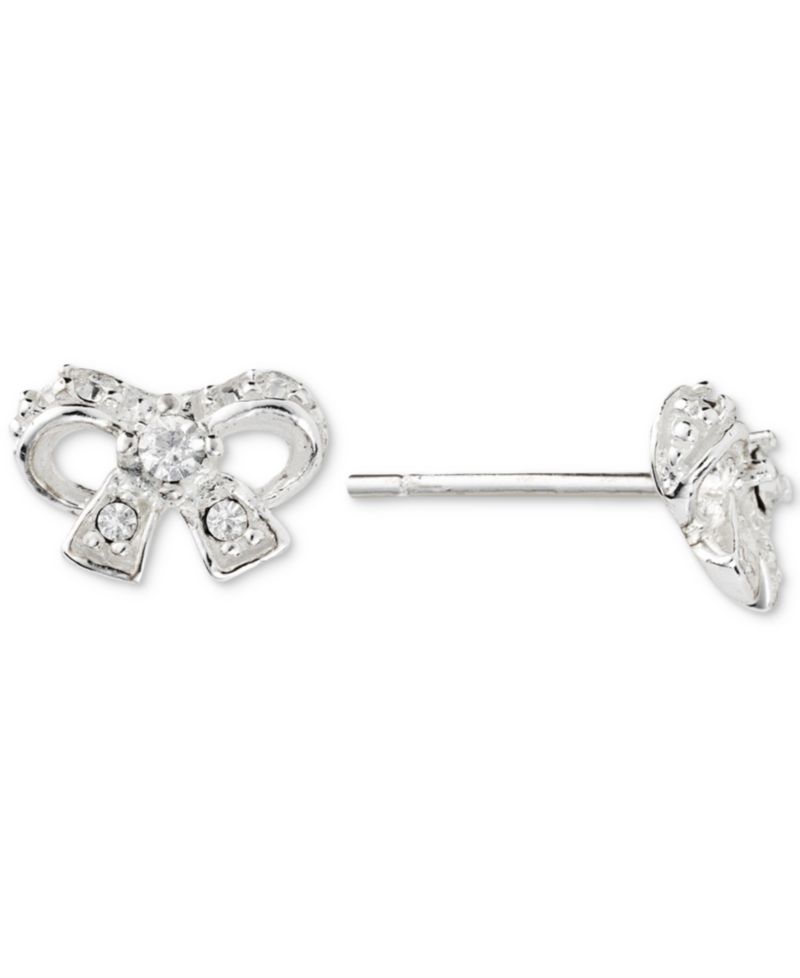 Cubic Zirconia (1/4 ct. t.w.) Bow Post Earrings in Sterling Silver (Also Available in 14k Gold over Sterling Silver)