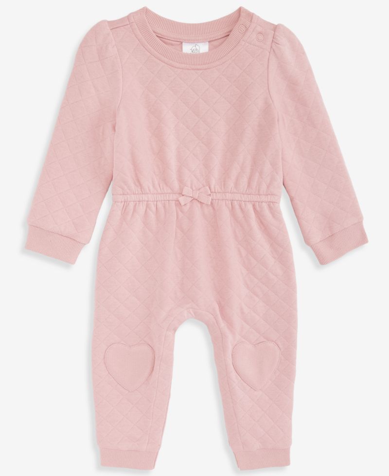Baby Girls' 0M-24M Quilted Heart-Patch Coverall