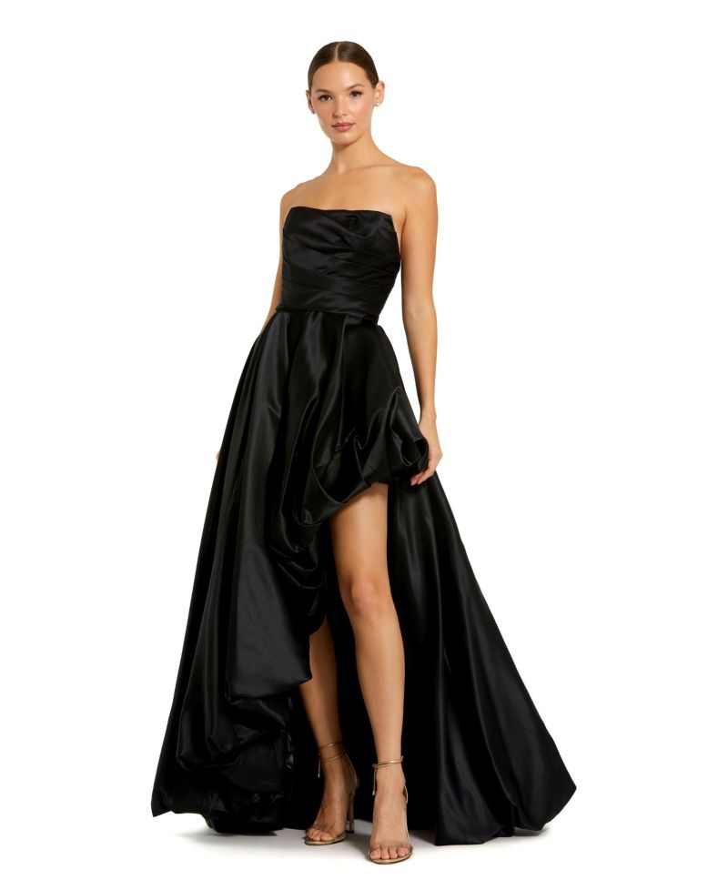 Women's Strapless Ruched High Low Gown