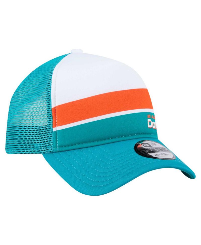 Men's White/Aqua Miami Dolphins Color-Block 9FORTY A-Frame Trucker Adjustable Hat