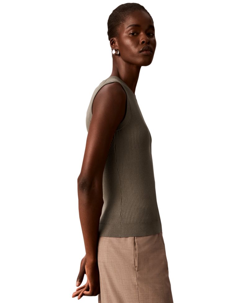 Women's Petite Ribbed Sleeveless Tank Sweater