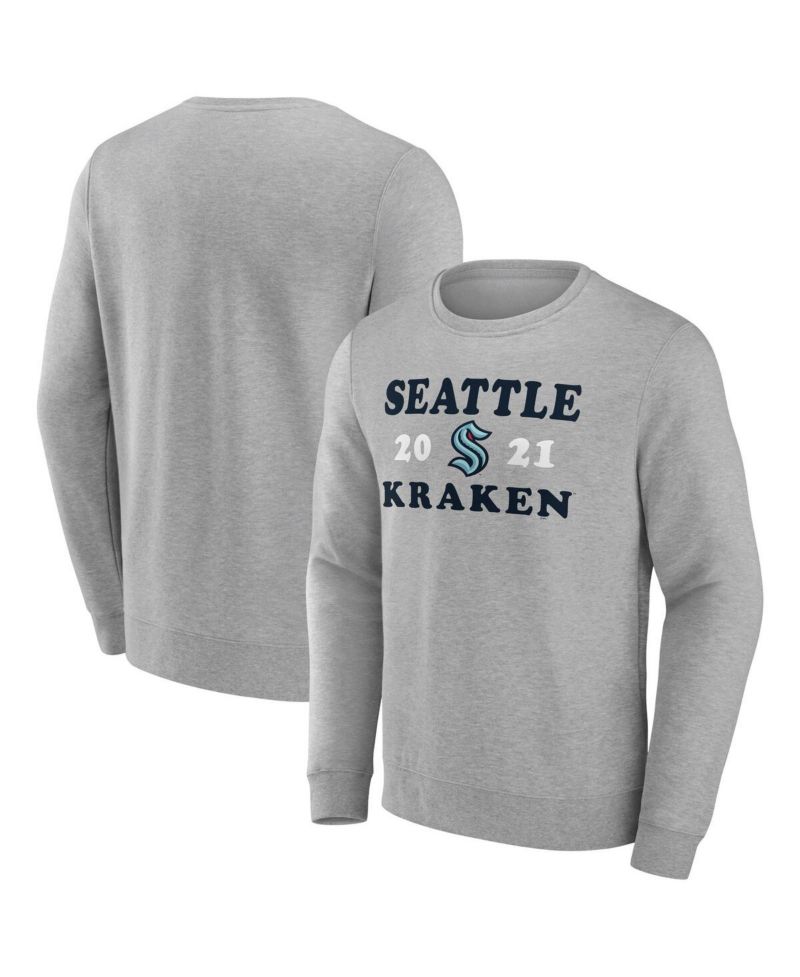 Men's Heather Charcoal Seattle Kraken Fierce Competitor Pullover Sweatshirt
