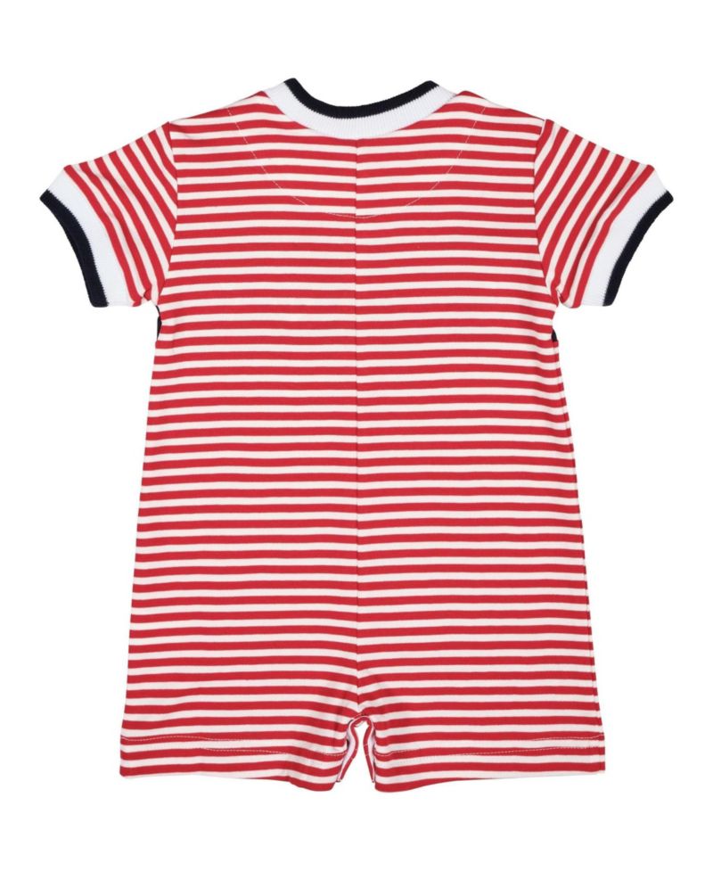 Baby Boy Stripe Knit Shortall With Nautical Applique