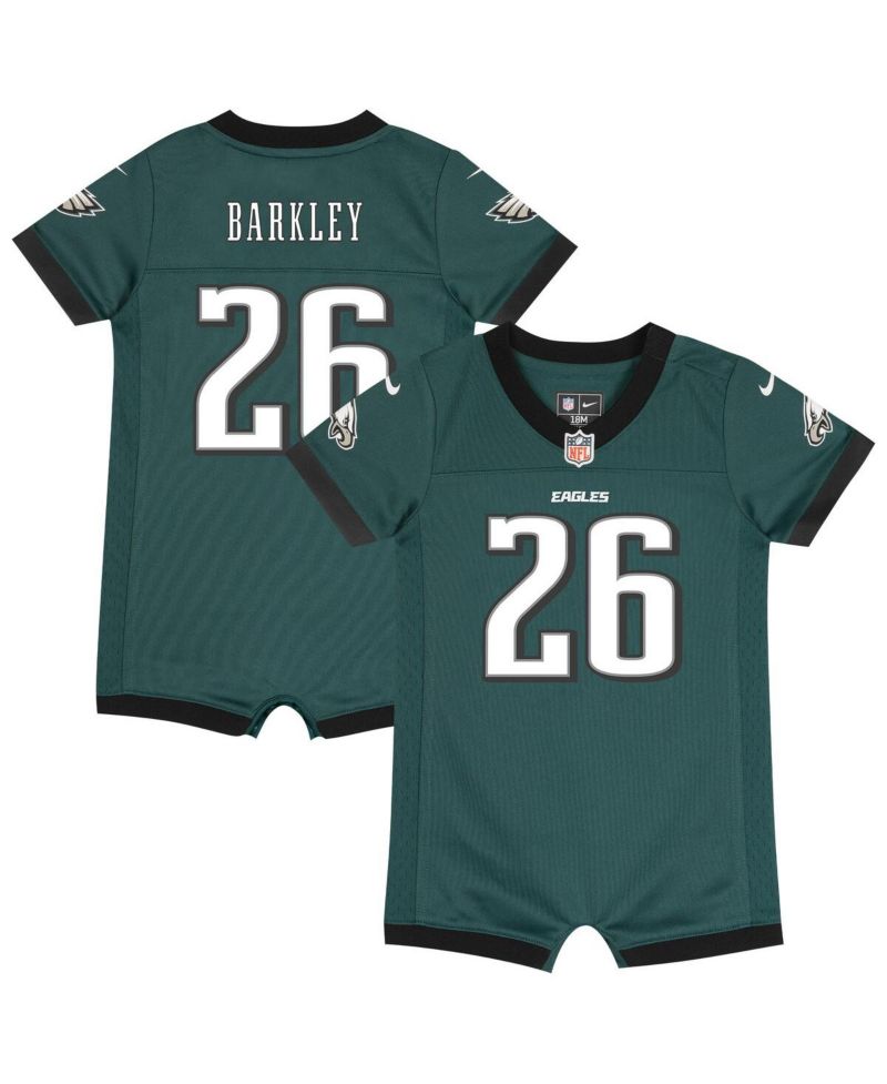 Baby Boys and Girls Saquon Barkley Midnight Green Philadelphia Eagles Game Romper Jersey