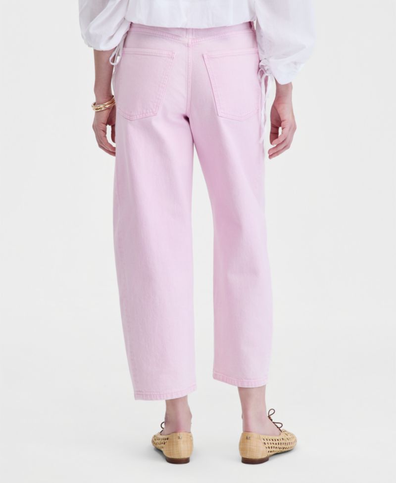 Women's Cropped High-Rise Barrel-Leg Jeans