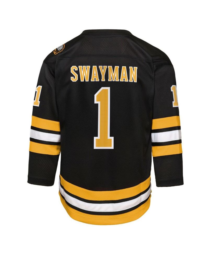 Big Boys and Girls Jeremy Swayman Black Boston Bruins Home Replica Jersey