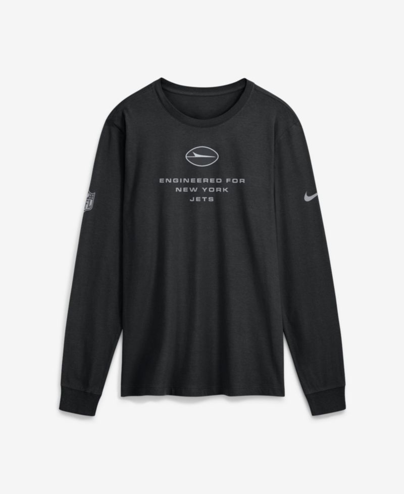 Men's New York Jets Sideline Bold Arch Star Long-Sleeve Crewneck T-Shirt