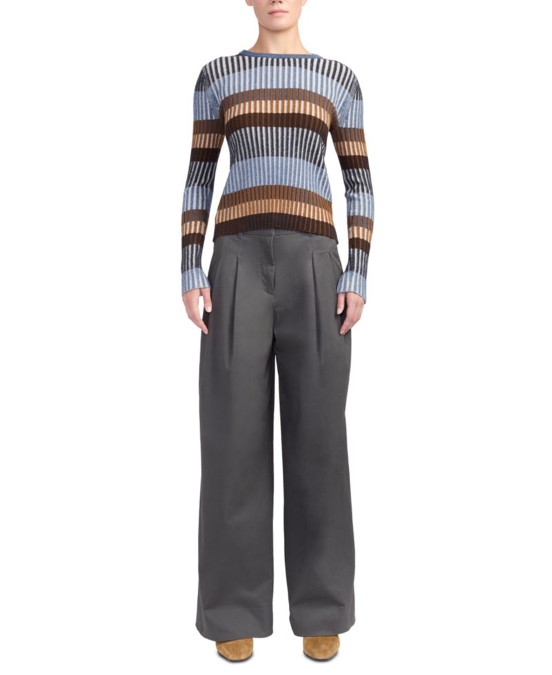 Women's Maylee Cotton-Cashmere Blend Striped Long-Sleeve Crewneck Sweater