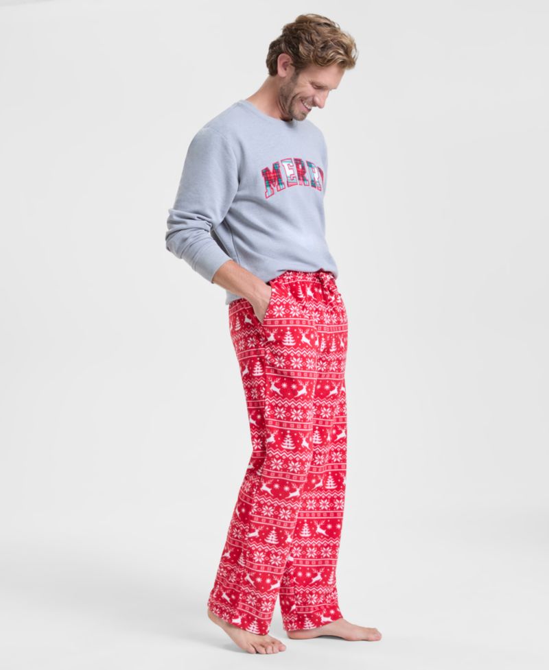 Men's Deer Fair Isle Fleece Pajama Pants