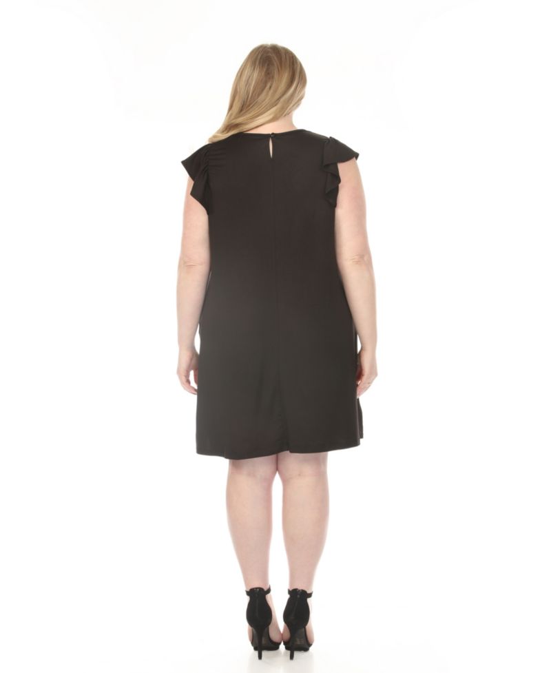 Plus Size Crew Neck Ruffle-Sleeve Dress
