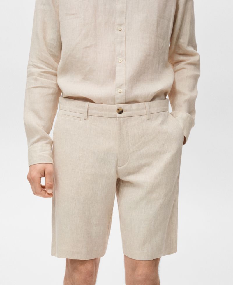 Men's Slim-Fit Linen Bermuda Shorts