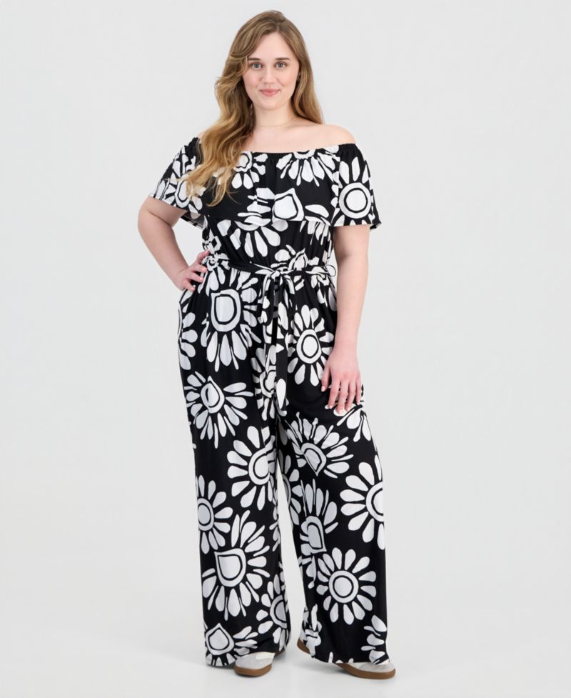 Trendy Plus Size Off-The-Shoulder Jumpsuit
