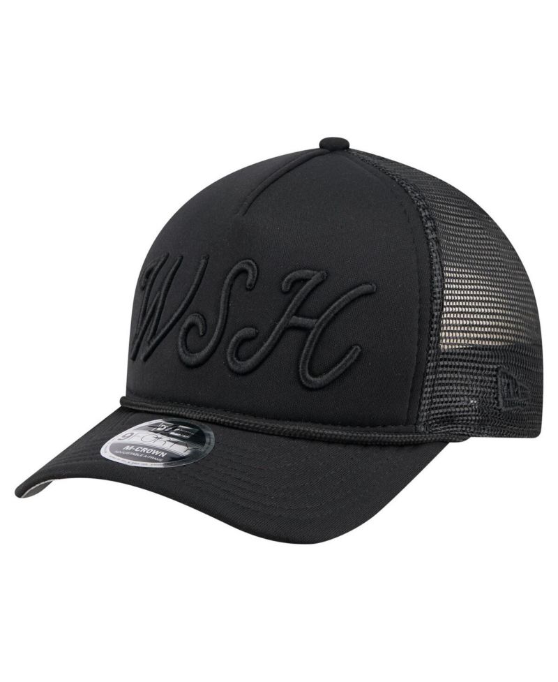 Men's Black Washington Nationals City Initial 9FORTY A-Frame M-Crown Adjustable Trucker Hat