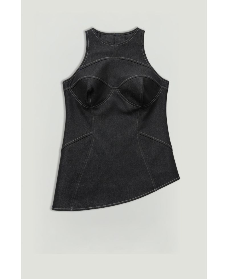 Women's Halter Neck Denim Bustier Top