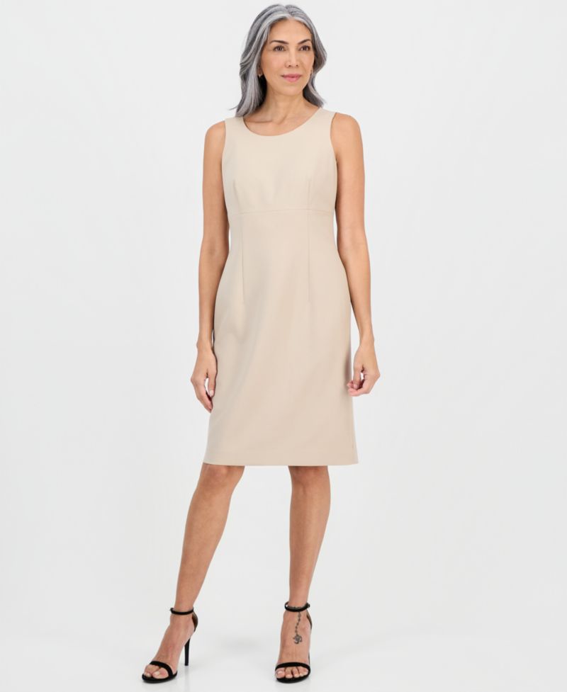 Women's Topper Jacket & Round-Neck Sheath 2 Piece Dress Suit, Regular & Petites