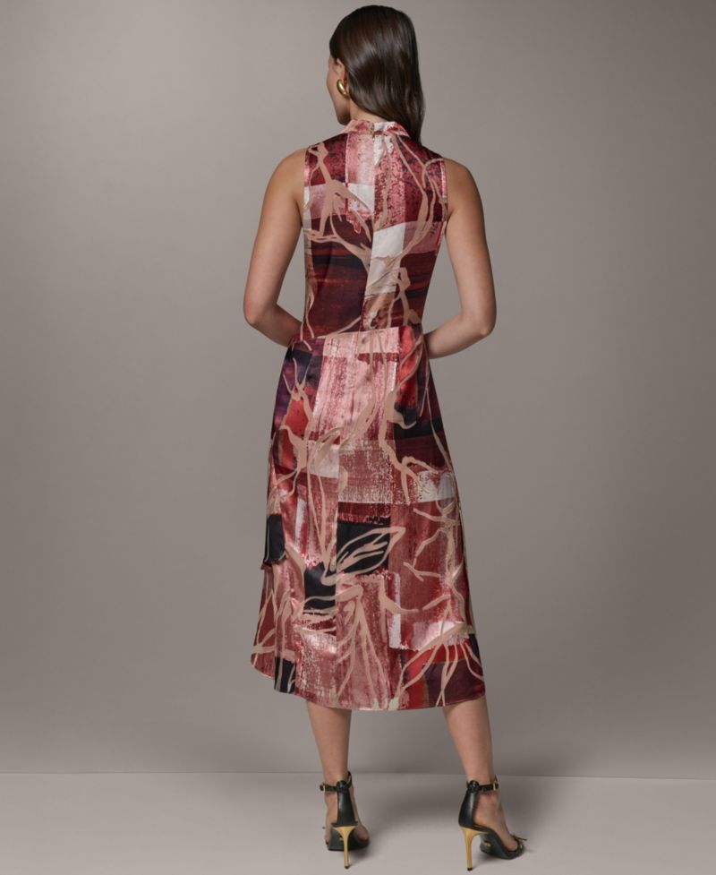 Women's Printed Burnout High Cowl Neck Dress