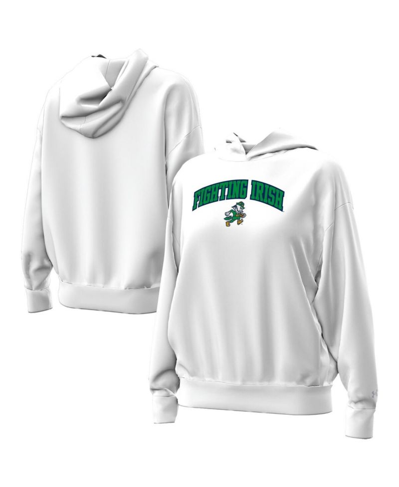 Women's White Notre Dame Fighting Irish Leprechaun Icon Fleece Pullover Hoodie
