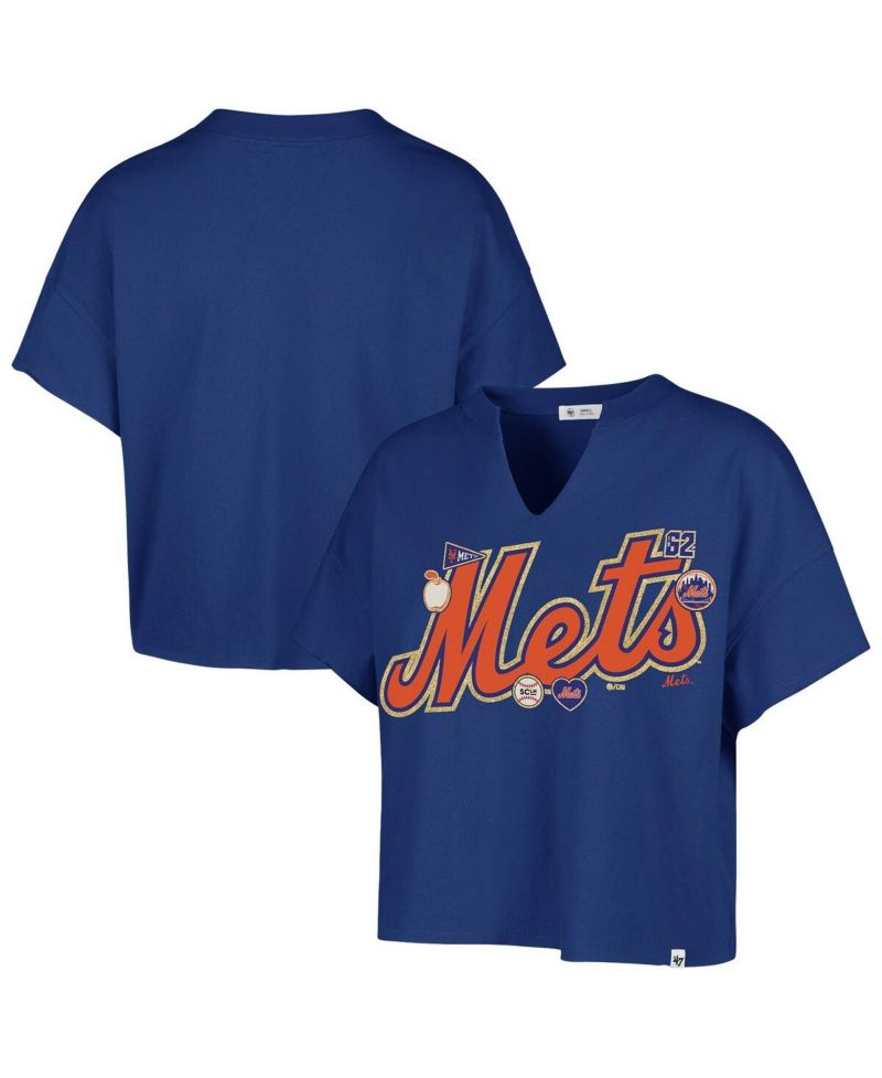 Stoney Clover Lane X Women's Royal New York Mets Oversized Notch Neck T-Shirt