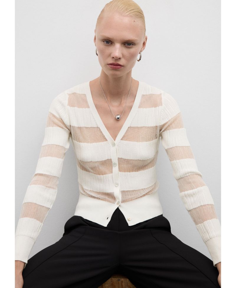 Women's Sheer Textured Cardigan Sweater