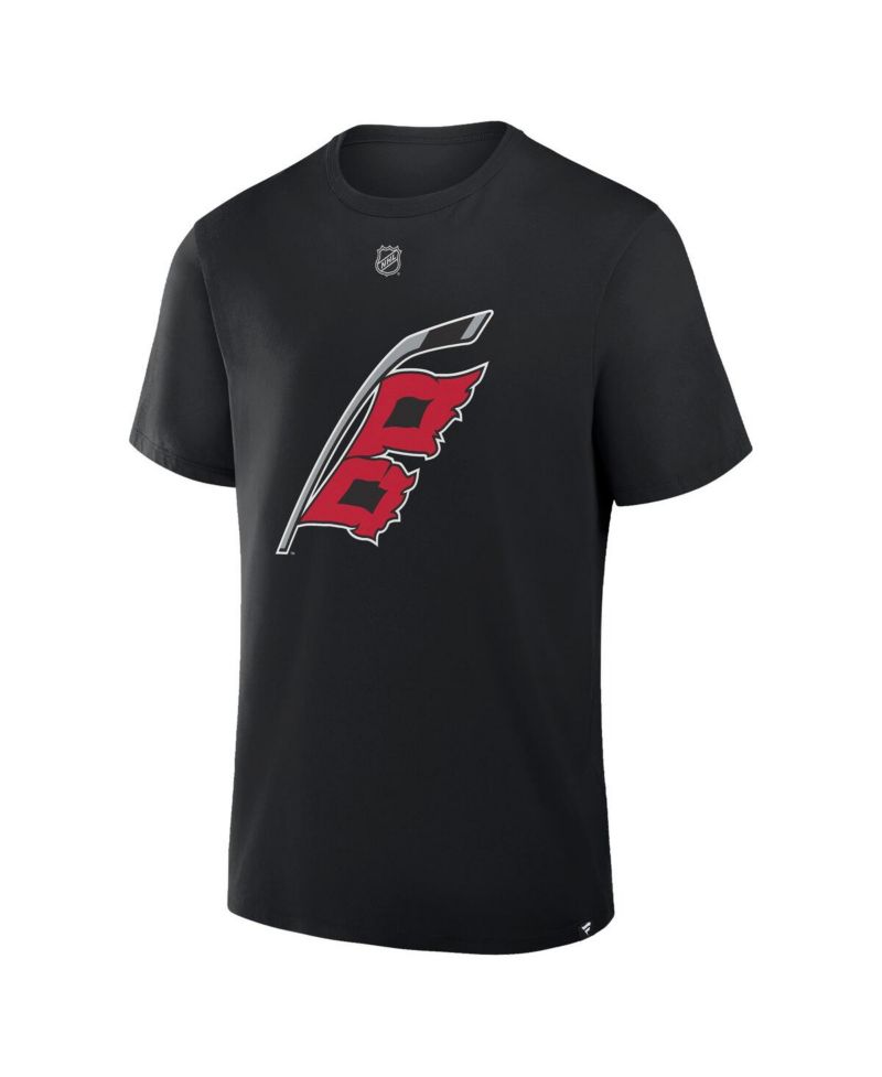 Men's Sebastian Aho Black Carolina Hurricanes Authentic Stack Name & Number T-Shirt