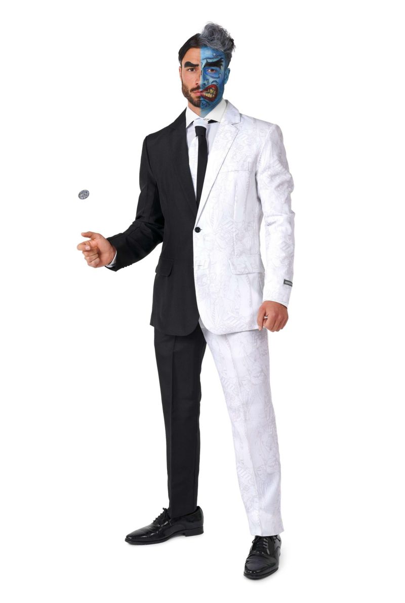 Men's Halloween Costume - Official Two Face - DC Characters Slim Fit Suit - Black and White