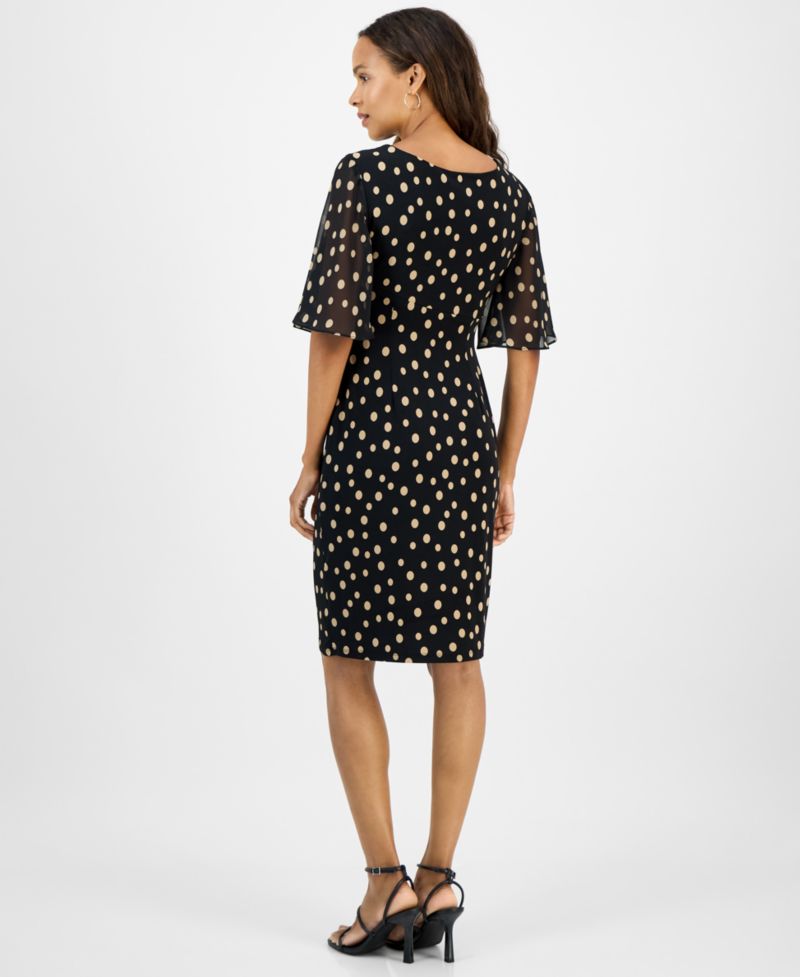 Petite Printed Side-Shirred Butterfly-Sleeve Dress