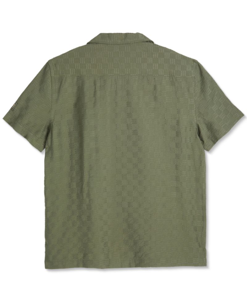 Men's Dobby Check Print Collared Shirt