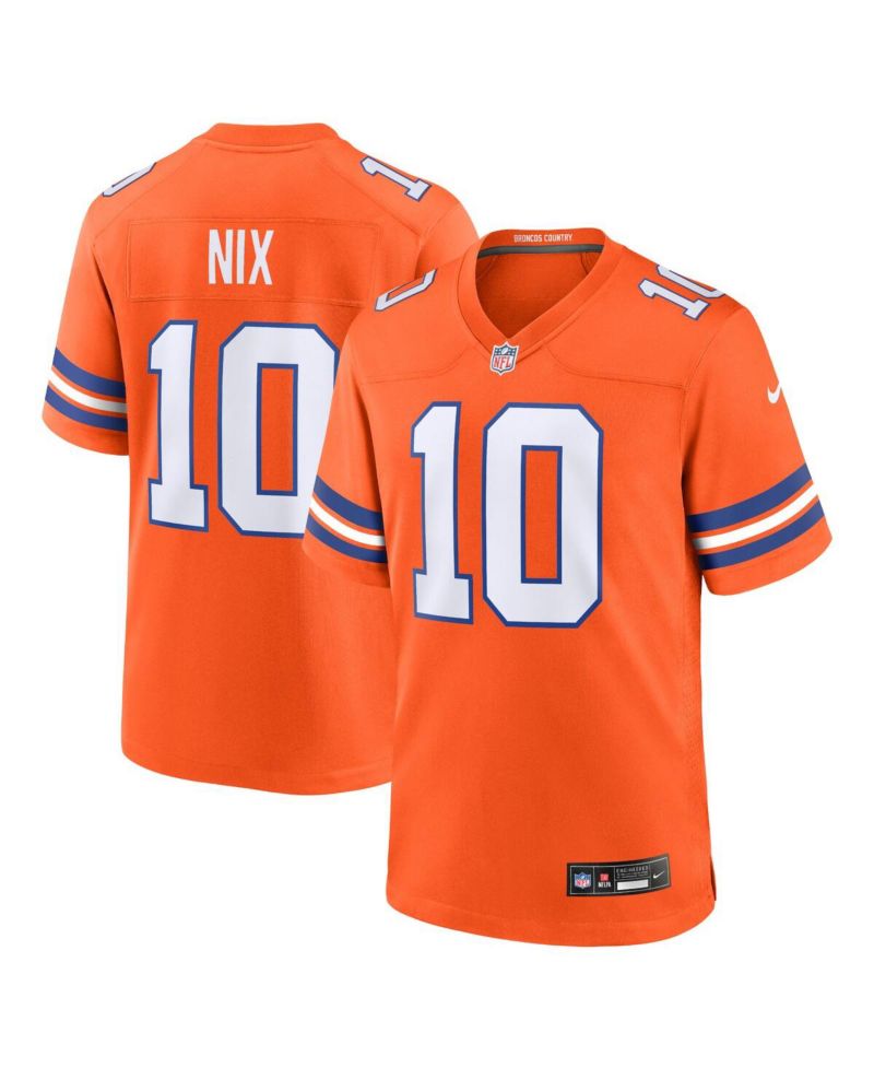 Men's Bo Nix Orange Denver Broncos Mile High Collection 1977 Throwback Player Game Jersey