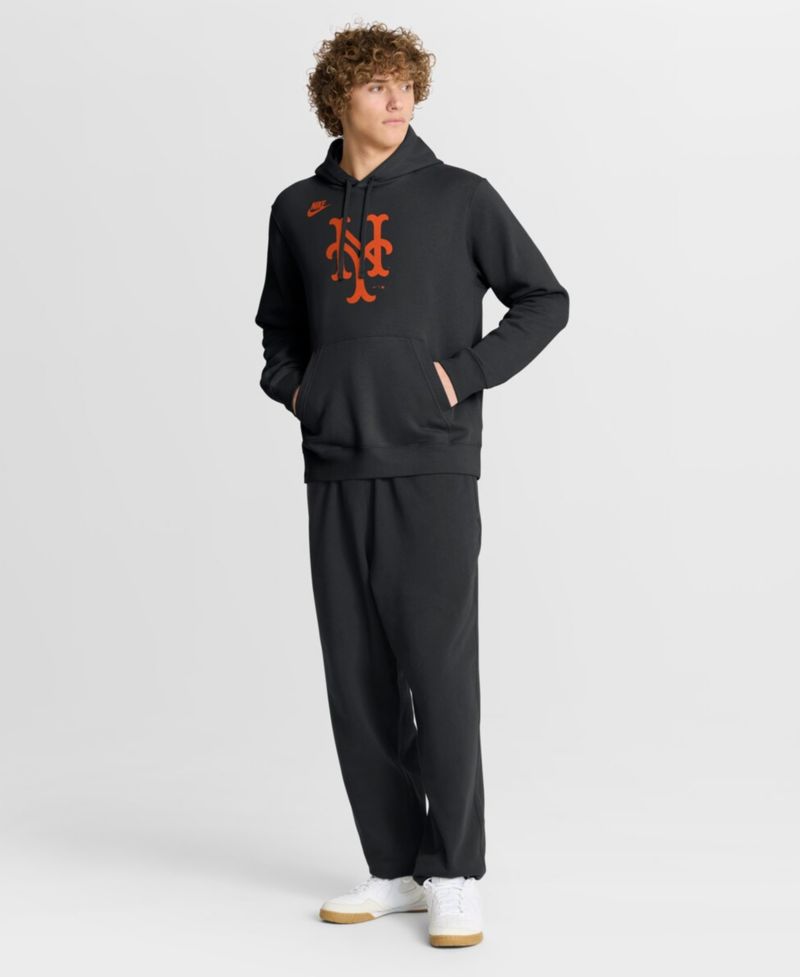 Men's Black New York Mets Cooperstown Collection Logo Club Hoodie