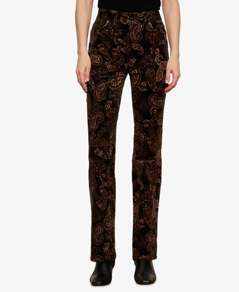 Petite Play Date Velvet-Paisley Bootcut Pants
