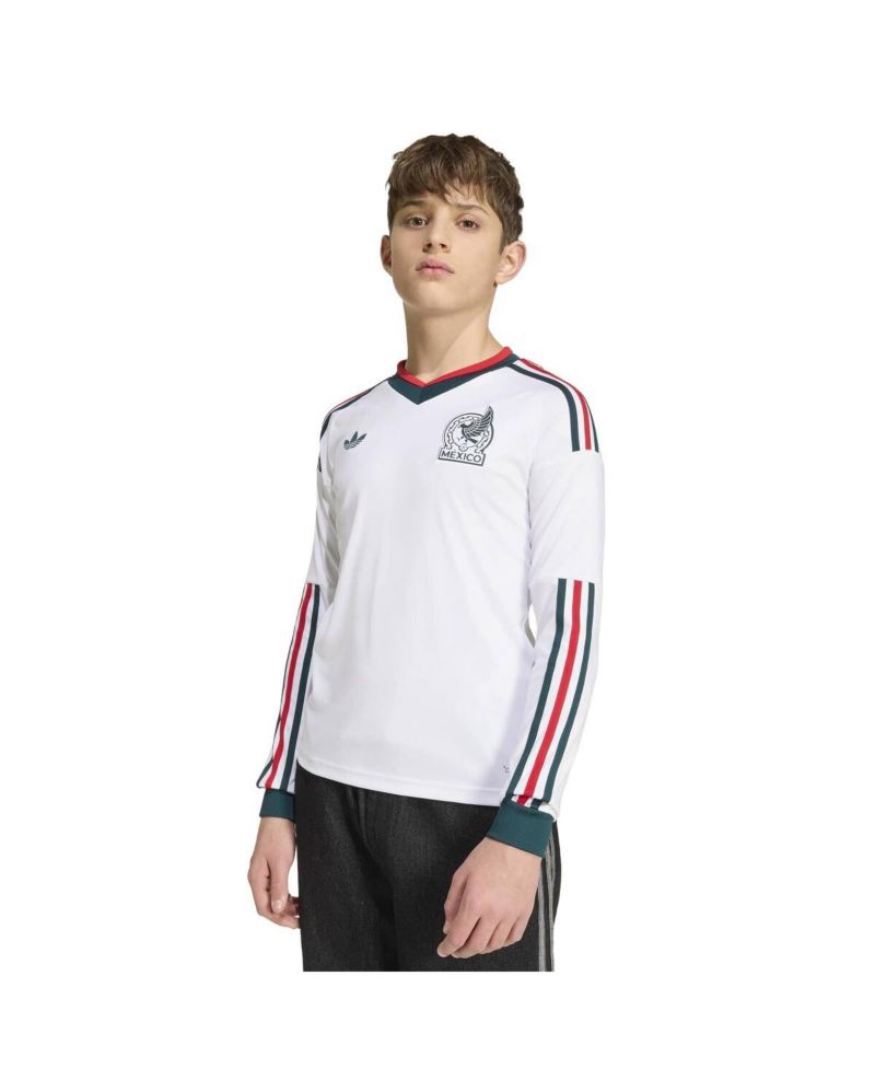 Big Boys and Girls White Mexico National Team 2026 Away Replica Long Sleeve Jersey