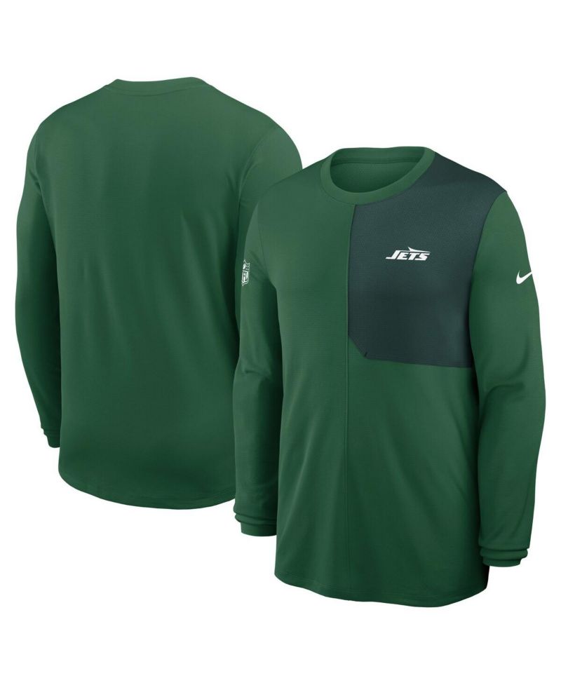 Men's Green New York Jets Sideline Coach UV Performance Long Sleeve T-Shirt