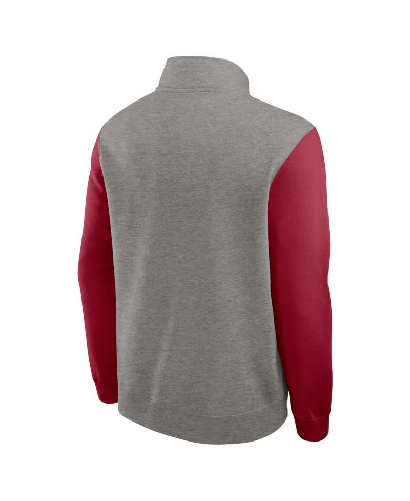 Men's Heather Gray/Cardinal USC Trojans Club Fleece Half-Zip Pullover Sweatshirt
