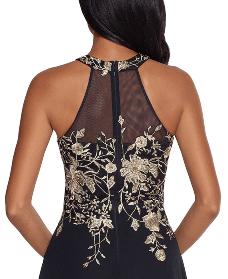 Embellished Chiffon Illusion Gown