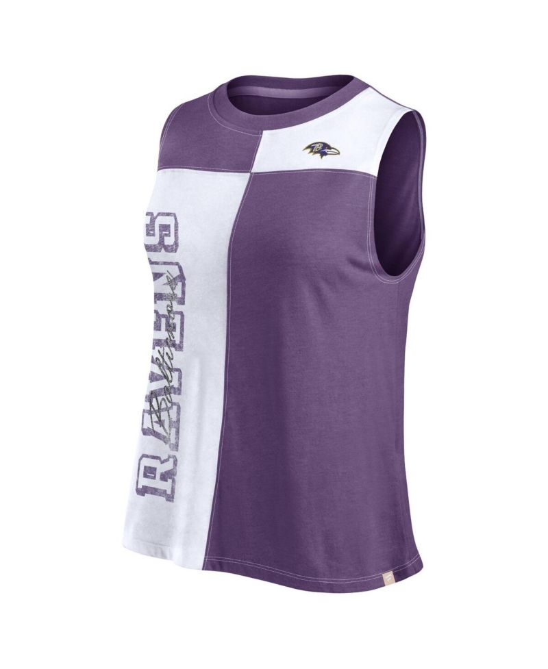 Women's Purple/White Baltimore Ravens Script Color Block Tank Top