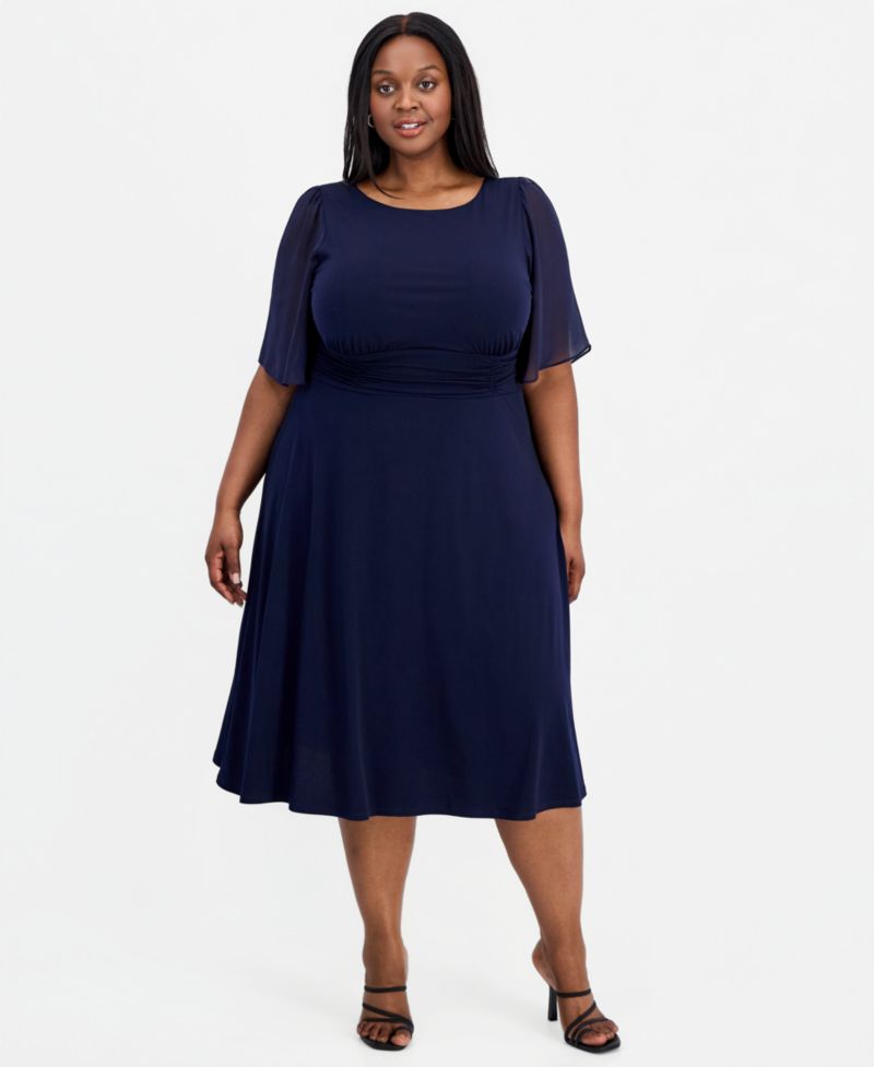 Petite Flutter-Sleeve Midi Dress