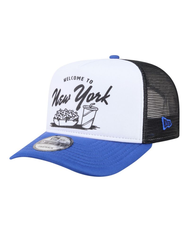 Men's White/Royal New York Mets Foodie A-Frame 9FIFTY Trucker Snapback Hat