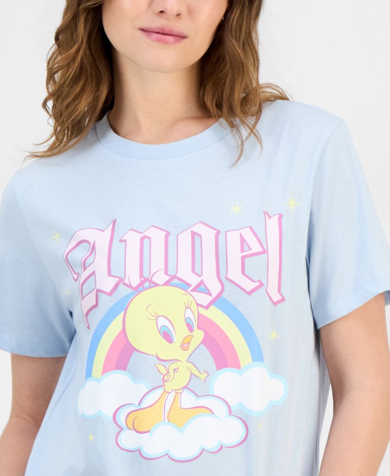 Juniors' Tweety Bird Angel Graphic-Print Tee