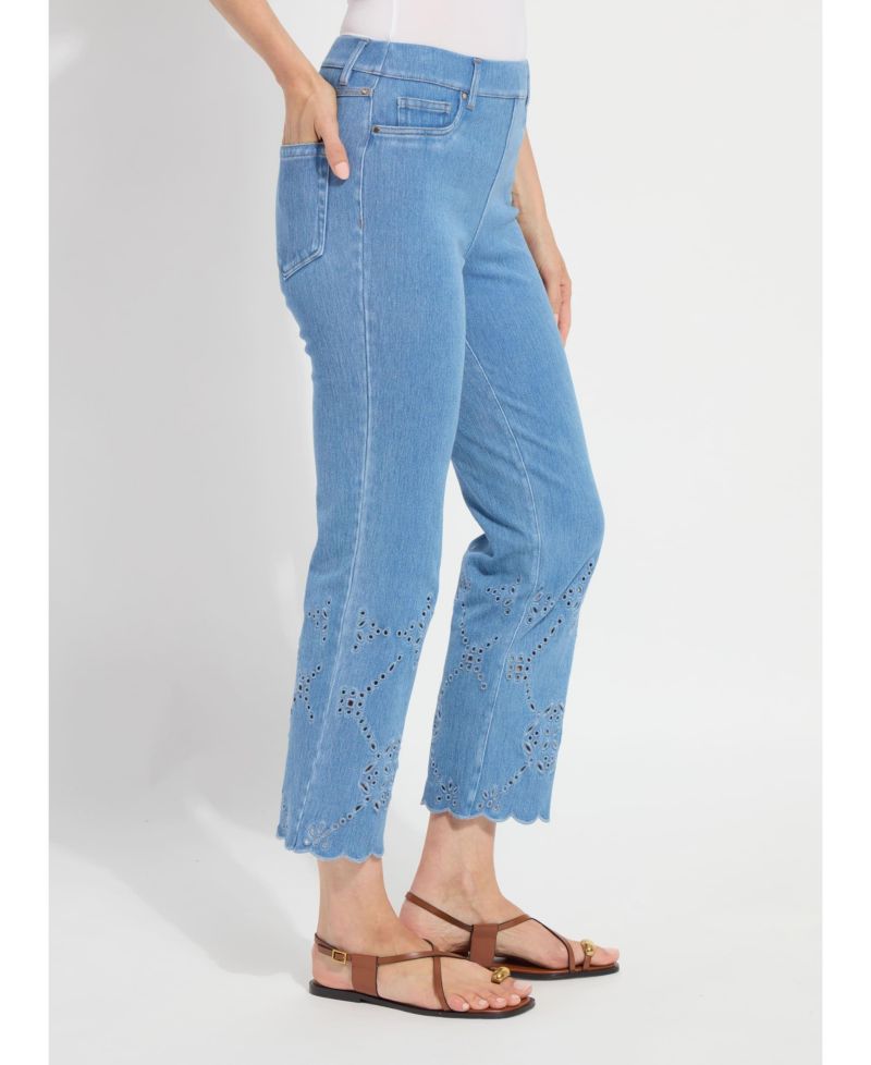 Women's Billie Eyelet Straight-Leg Cropped Jeans
