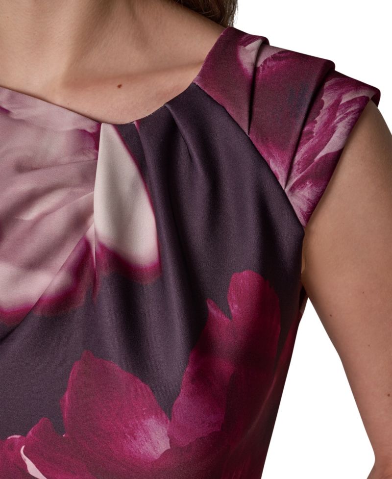 Women's Floral-Print Asymmetric-Neck Sheath Dress