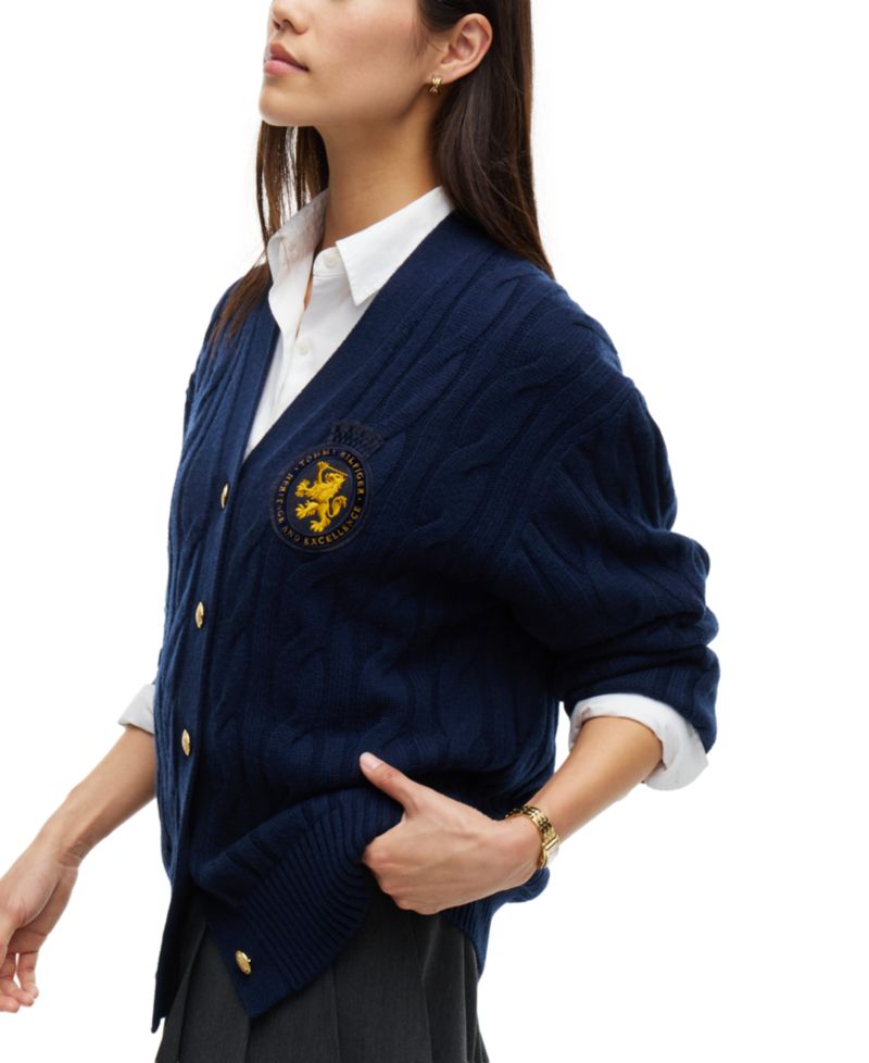 Women's American Icons Cable-Knit V-Neck Cardigan