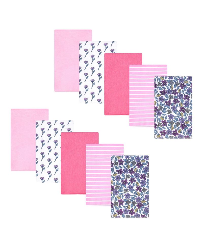 Girl Cotton Poly Flannel Burp Cloths 10-Pack