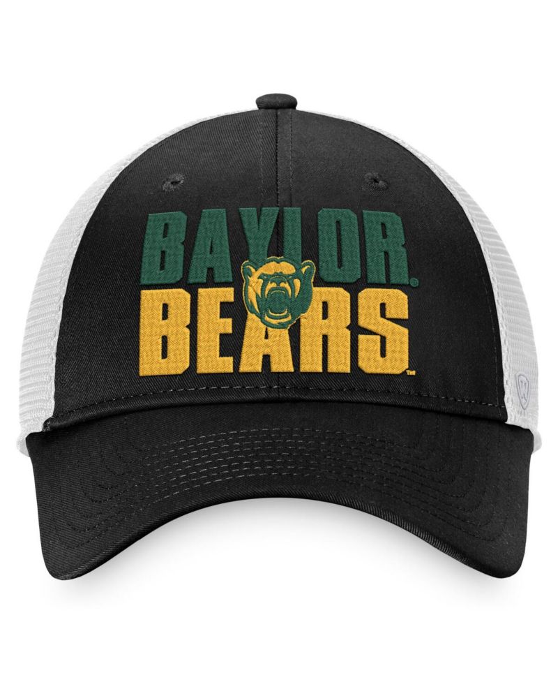 Men's Black, White Baylor Bears Stockpile Trucker Snapback Hat