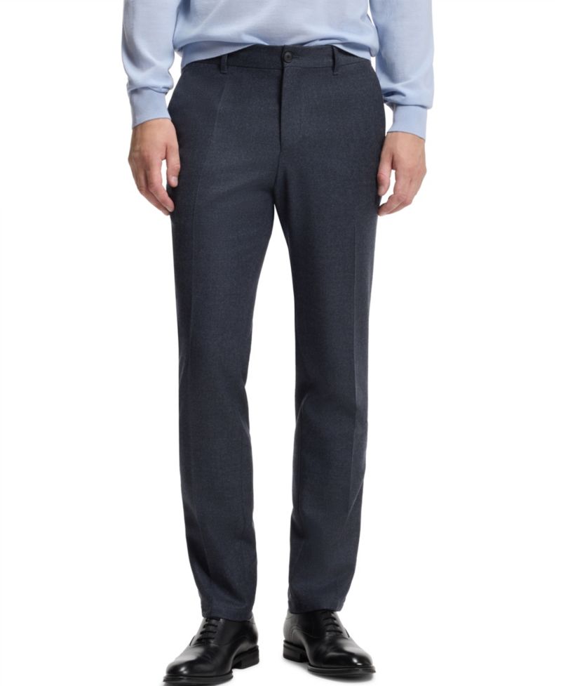 BOSS by Men's Wool Slim-Fit Patterned Pants