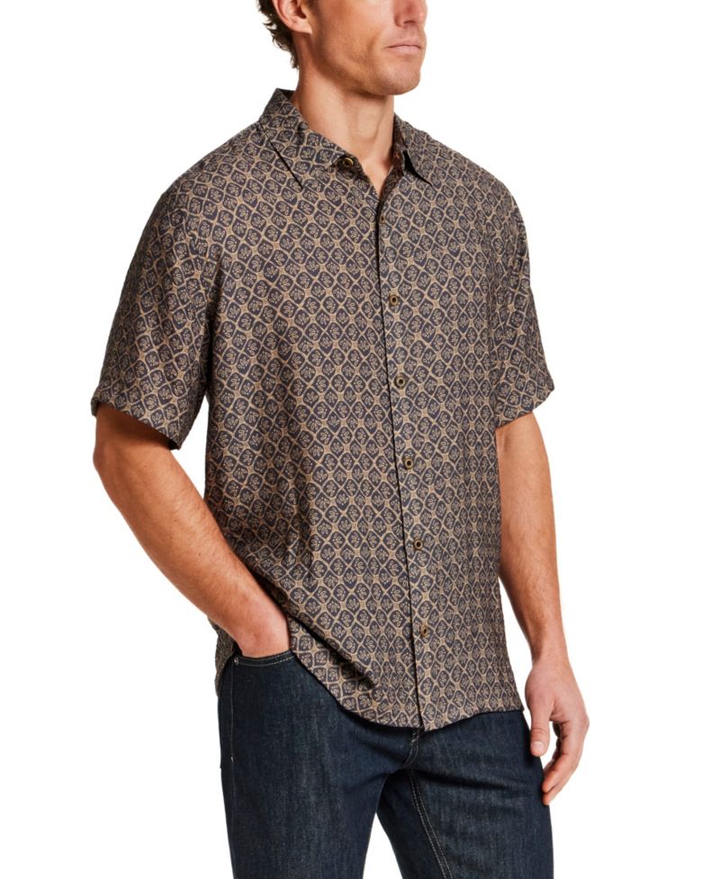 Men's Short-Sleeve Petal Print Shirt