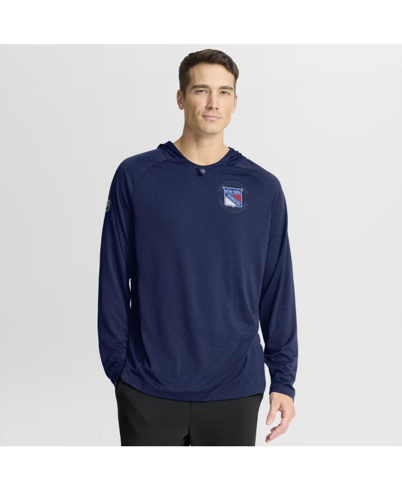 Men's Navy New York Rangers Authentic Pro Rink Raglan Hoodie