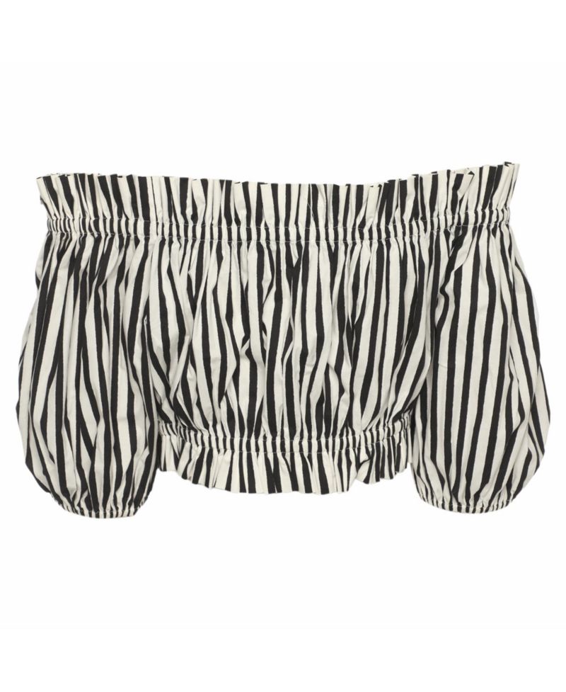 Women's Striped Off-The-Shoulder Crop Top