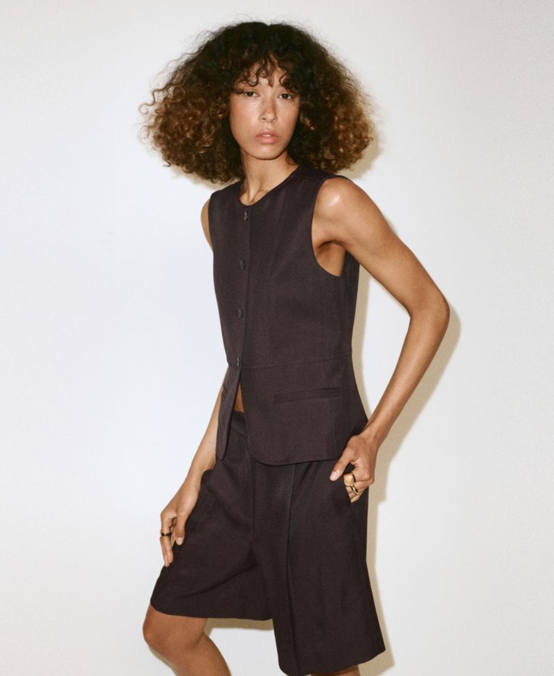 Women's Tailored Crewneck Lyocell-Blend Vest