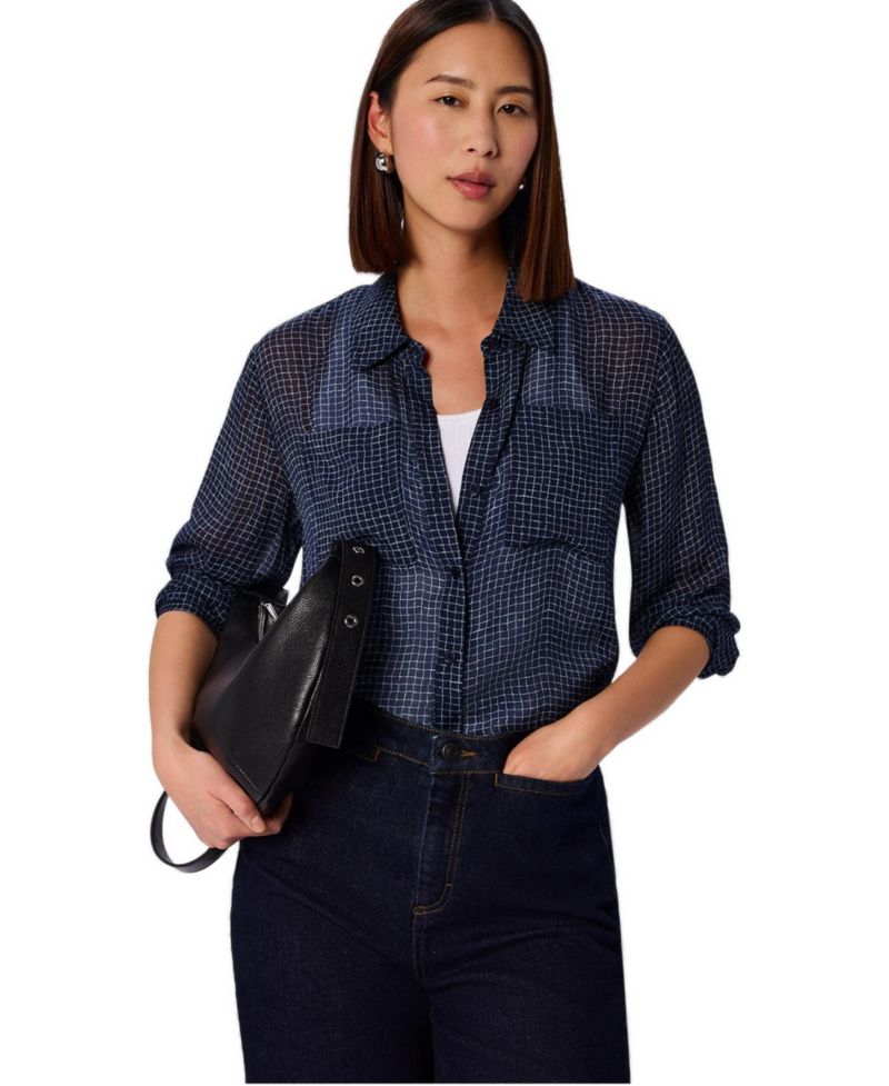 Women's Grid Print Sheer Shirt