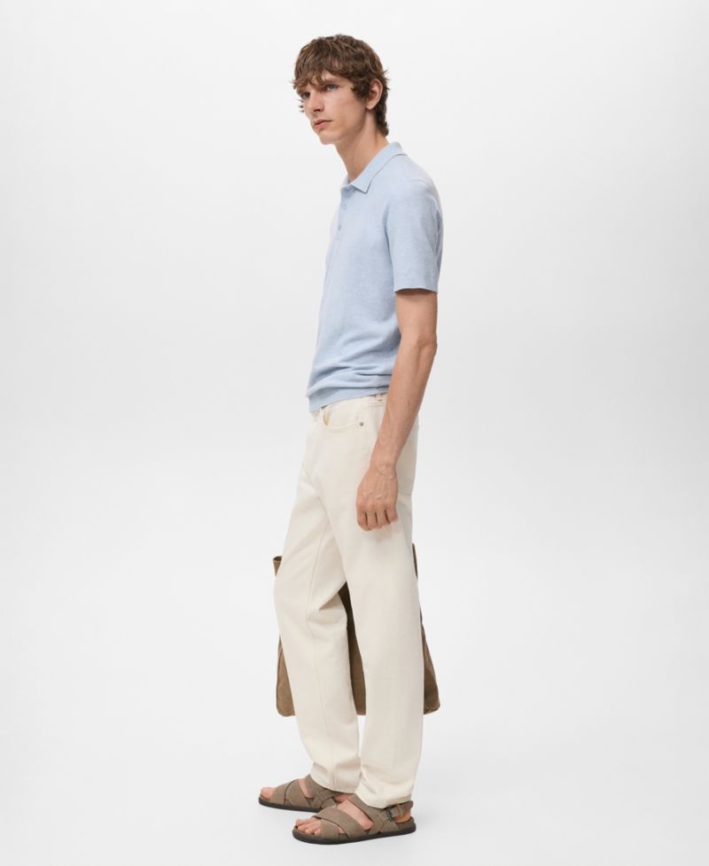Men's Structured Knitted Slim-Fit Polo Shirt